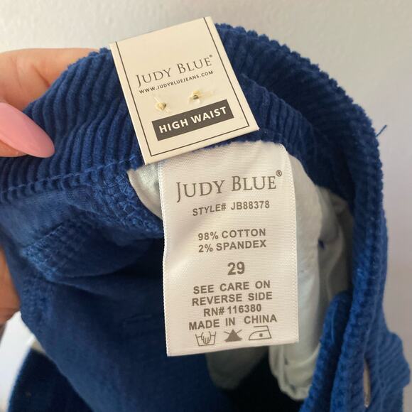 NWT Judy Blue Women's size 29 Slim Fit Blue Corduroy High Waisted Pants - Picture 12 of 12